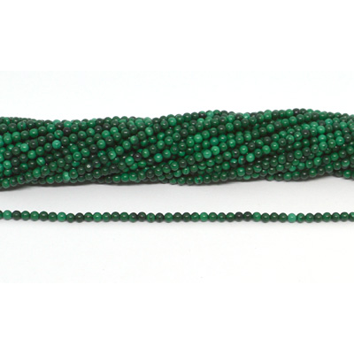 Malachite 2mm polished round strand 175 beads