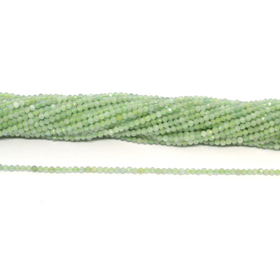 Green aquamarine 2mm Faceted round strand 220 beads