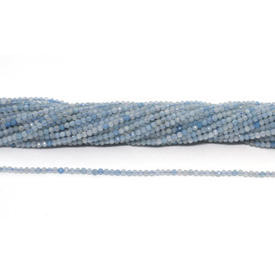 Aquamarine 2mm Faceted round strand 195 beads