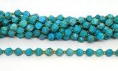 Turquoise dyed 8mm Faceted Round strand 39 beads-beads incl pearls-Beadthemup