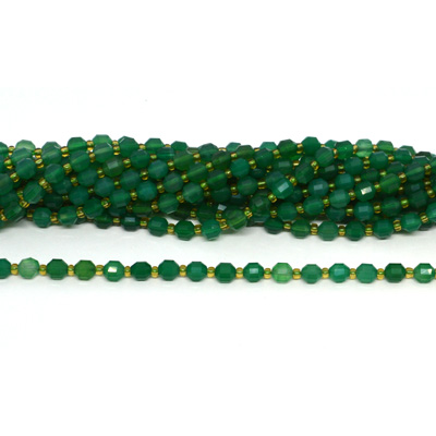 Green Onyx 6mm Faceted Energy bar strand 49 beads