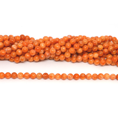 Orange Calcite A+ 8mm polished round strand 52 beads
