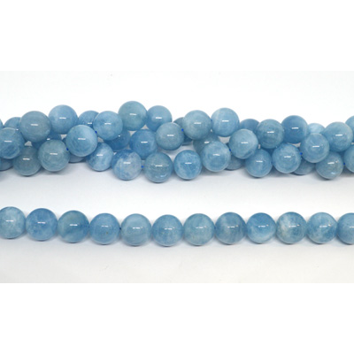 Aquamarine 14mm polished round strand 31 beads