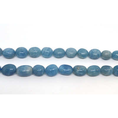 Aquamarine 14x12mm polished nugget strand 30 beads