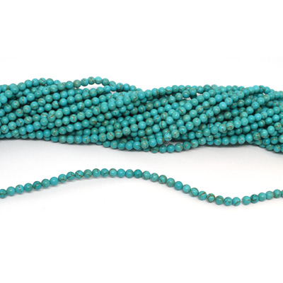 Dyed Howlite Aqua 4mm Round strand 108 beads