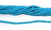 Dyed Howlite bright Aqua 6mm Round strand 72 beads-beads incl pearls-Beadthemup