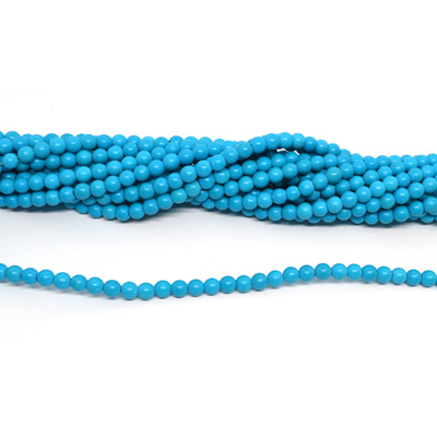 Dyed Howlite bright Aqua 6mm Round strand 72 beads