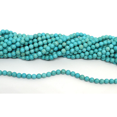 Dyed Howlite Aqua 6mm Round strand 68 beads