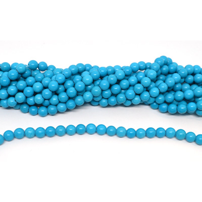 Dyed Howlite Bright Aqua 8mm Round strand 55 beads