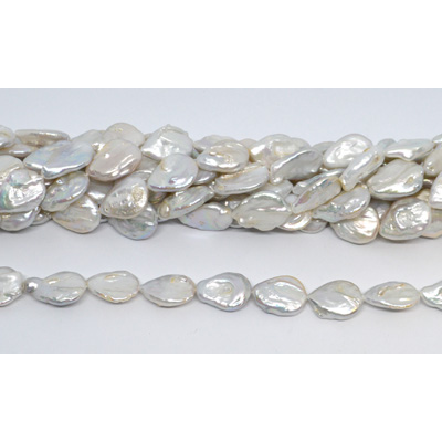 Freshwater Pearl flat Teardrop 20x15mm strand 21 beads