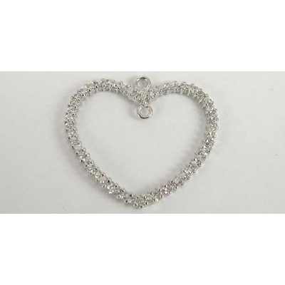 Sterling Silver Pend Heart CZ 30x26mm 1 pack