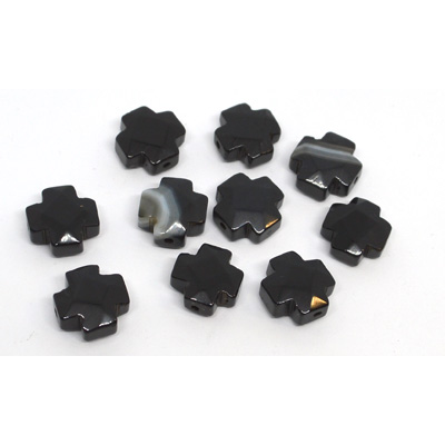 Black Agate Cross 12mm EACH BEAD