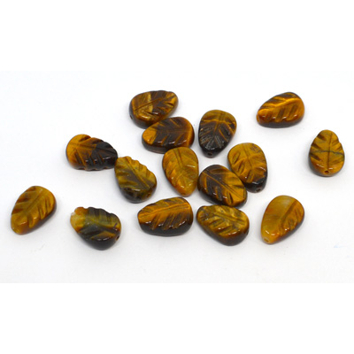 Tiger Eye Carved Leaf 14x10mm EACH BEAD