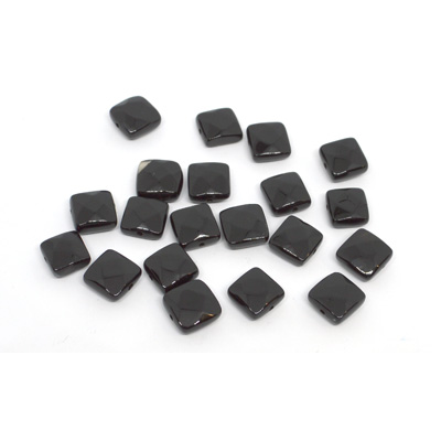 Black Agate Faceted flat square 10mm EACH BEAD