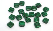 Malachite Imitation Faceted flat square 10mm EACH BEAD-beads incl pearls-Beadthemup