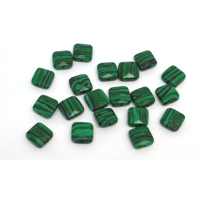 Malachite Imitation Faceted flat square 10mm EACH BEAD