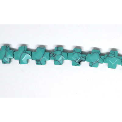 Howlite Cross Blue 12mm Strand 17 beads