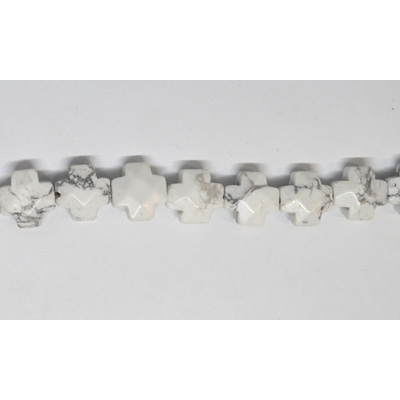Howlite Cross White 12mm Strand 17 beads