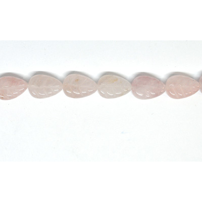 Rose Quartz Carved Leaf 14x10mm Strand 15 beads