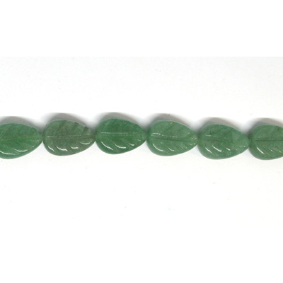 Green Adventurine Carved Leaf 14x10mm Strand 15 beads