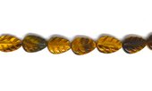 Tiger Eye Carved Leaf 14x10mm Strand 15 beads-beads incl pearls-Beadthemup