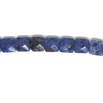 Sodalite Faceted flat square 10mm strand 20 beads