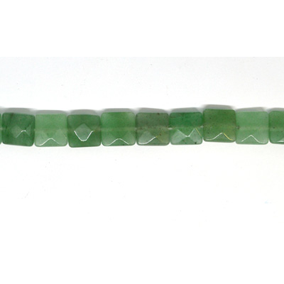 Green Adventurine Faceted flat square 10mm strand 20 beads