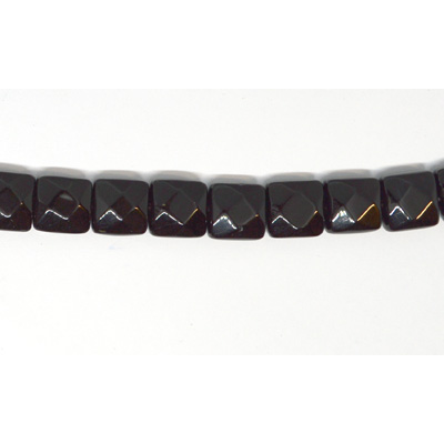 Black Agate Faceted flat square 10mm strand 20 beads