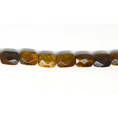 Tiger Eye Faceted flat Rectangle 11x8mm strand 18 beads