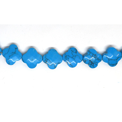 Howlite Blue Faceted Flower 14mm strand 24 beads