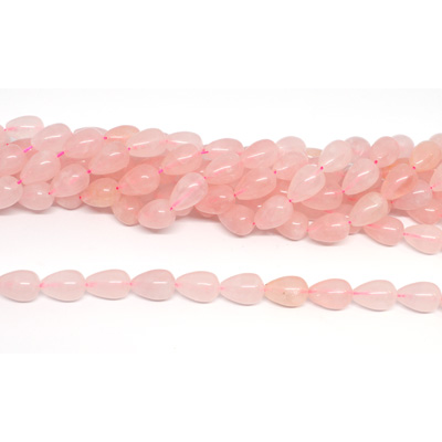 Rose Quartz Polished Teardrop 15x10mm Strand 28 beads