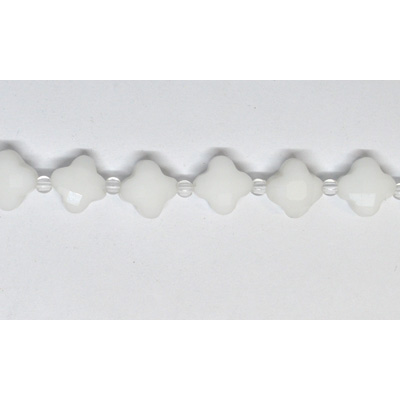 White Glass Faceted Flower 10mm EACH BEAD