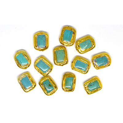 Howlite & Gold bead Rectangle 18x15mm EACH