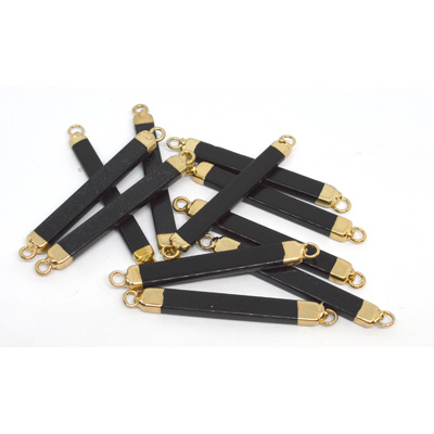 Black Agate 6x3mm Rectangle connector 48mm including rings