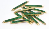 Malachite Immatation 6x3mm Rectangle connector 48mm including rings-beads incl pearls-Beadthemup