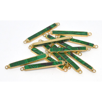 Malachite Immatation 6x3mm Rectangle connector 48mm including rings