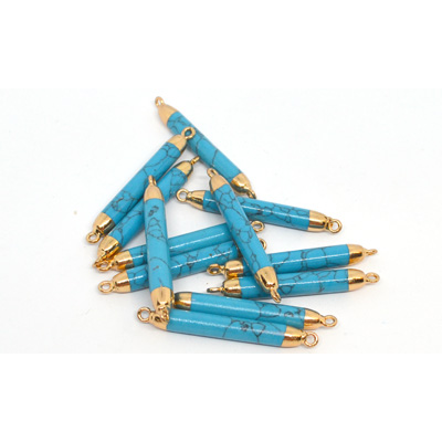 Howlite Blue 5mm tube connector 45mm including rings