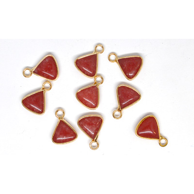Red Jade Triangle Pendant 15x12mm including ring
