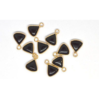 Black Agate Triangle Pendant 15x12mm including ring