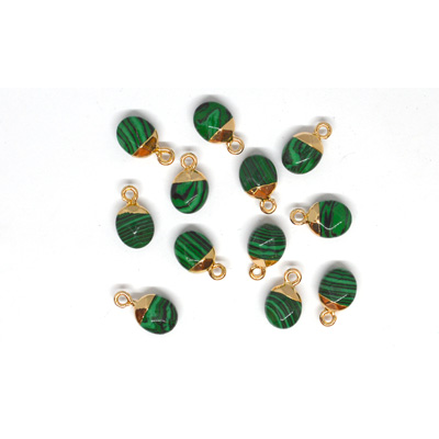 Malachite Imitation Oval Pendant 14x9mm including Rings