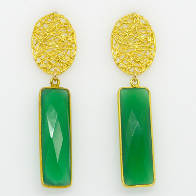 Green Onyx Gold plate Earrings