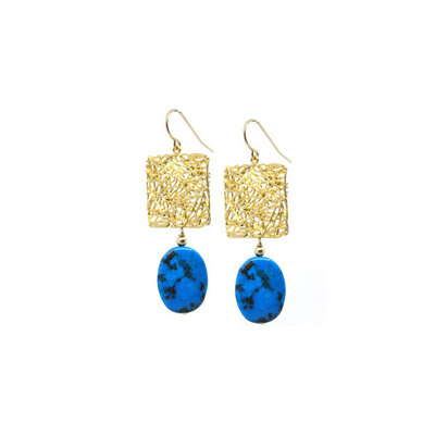 Arazonia Turquoise Square wire Gold Earrings