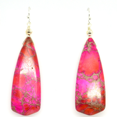 Sterling Silver Imperial Jasper Earrings Pink