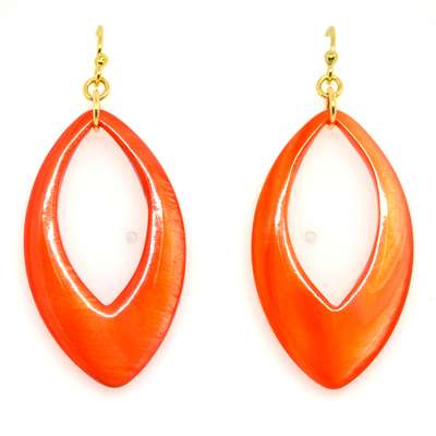 Orange MOP Earrings gold filled