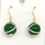 Gold filled Green Onyx X CZ earrings-jewellery-Beadthemup