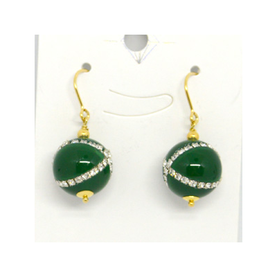 Gold filled Green Onyx X CZ earrings