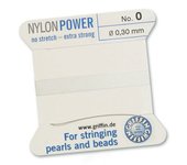 Power Nylon White number:3 2m with needle-stringing-Beadthemup