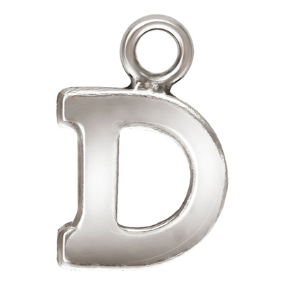 Sterling Silver letter "D" 0.5mm thick 6.2mm x 5.6mm