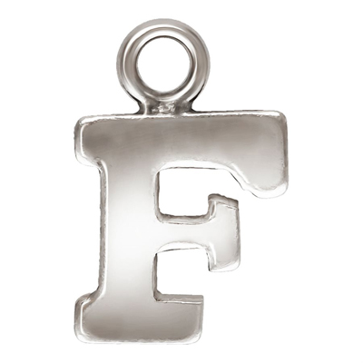 Sterling Silver letter "F" 0.5mm thick 5.2mm x 5.8mm