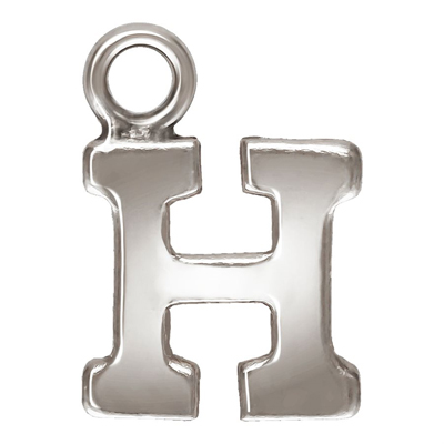 Sterling Silver letter "H" 0.5mm thick 5.6mm x 5.7mm